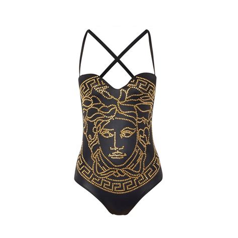 versace logo bathing suit|Versace medusa bikini.